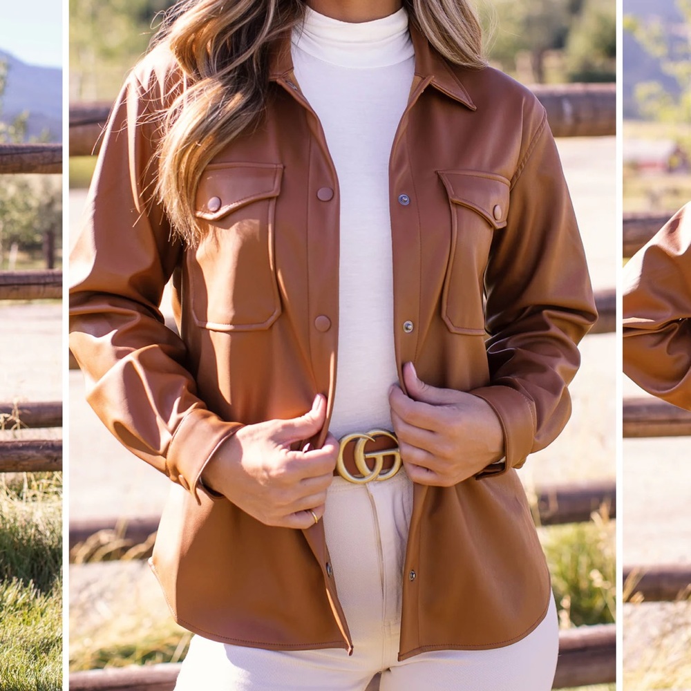Brown Vegan Leather jacket (Small)